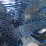 Détails sculpture peinture chrome teintée bleu dégradé